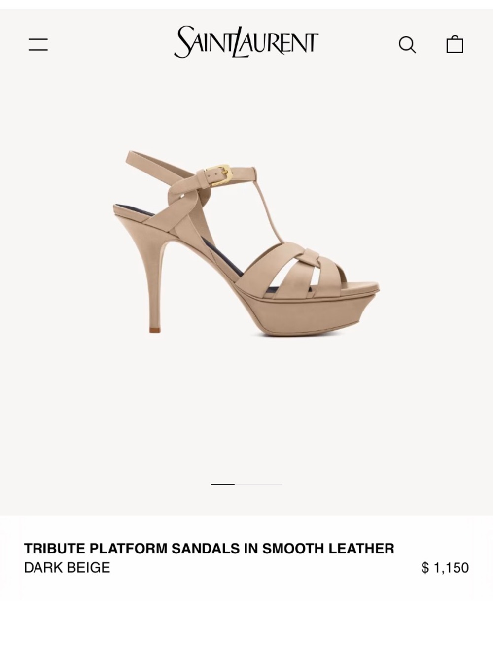 Saint Laurent Beige Leather Knotted T-Strap Heels